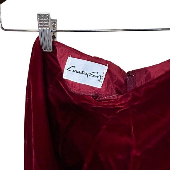 Velvet Boot Cut Pants in Rich Burgundy - Picture 2 of 2